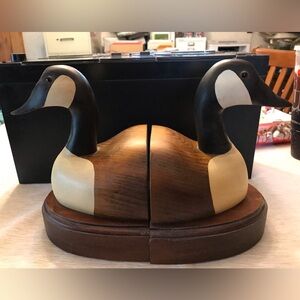 Vintage 🦆 Hand Carved & Painted Wooden Mallard Duck🤎 Book Ends🦆